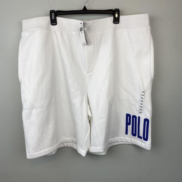 Polo Ralph Lauren Shorts Mens 3XB White Big Tall RL67 Athletic Logo Cotton Blend - Picture 1 of 11